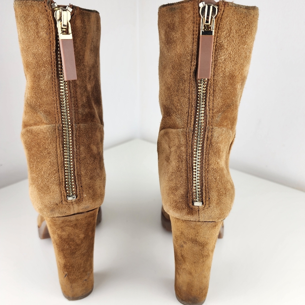 Aldo Women Tan Suede Ankle Boots Size 10 High Heels - Picture 6 of 13